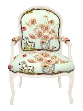 Brunschwig & Fils Gillian’s Zebra Toile opal blue material
